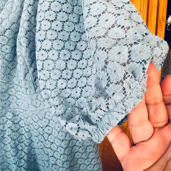 Torrid Light Blue Sweetheart Neck Lace Long Sleeve Mini Dress - Picture 4 of 9